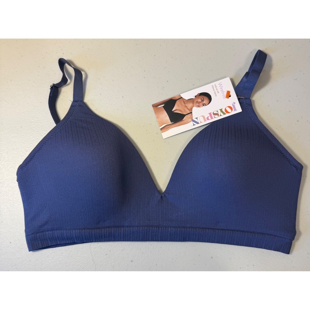 Joyspun Wirefree Bra Women Medium Iris BluePurple Ribbed Natural Lift NEW‎